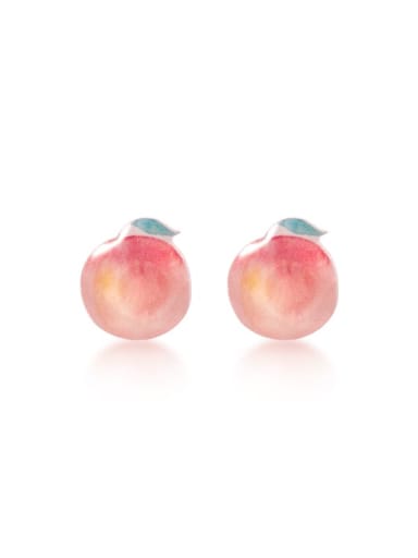 925 Sterling Silver With Lucite Peach Stud Earrings