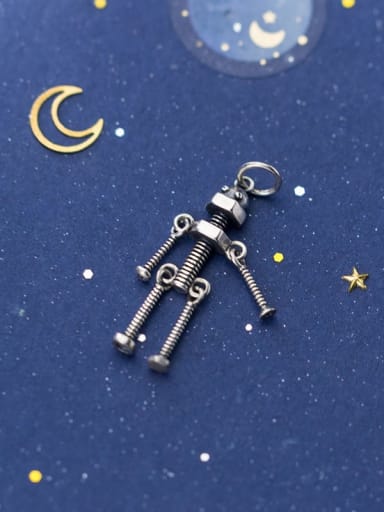 925 Sterling Silver With Antique Silver Plated Robot Personalized Pendants
