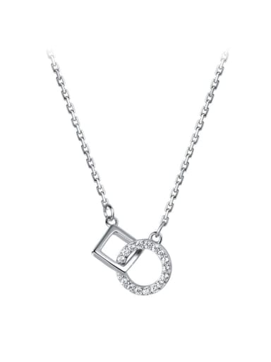 925 Sterling Silver With White Gold Plated Delicate Geometric Birthday Necklaces