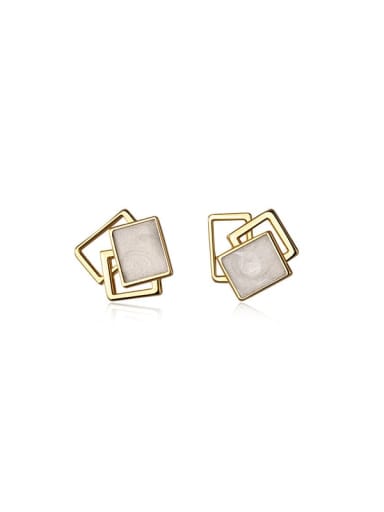 925 Sterling Silver With 18k Gold Plated Delicate Geometric Stud Earrings