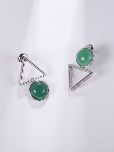 925 Sterling Silver With Natural stone Triangle Stud Earrings