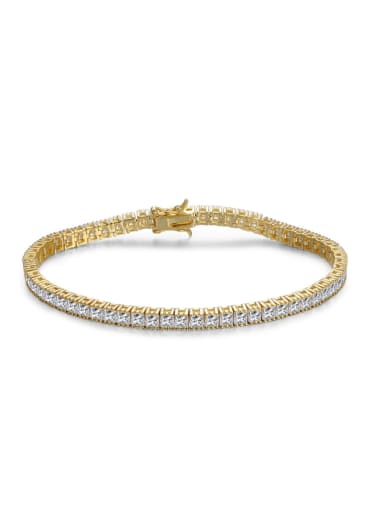 AAA+Cubic Zircon 3.0mm,Square,White,Tennis bracelets ,18k-Gold plated