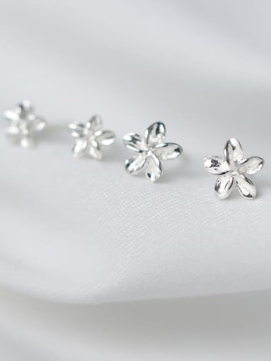 925 Sterling Silver With Flower Stud Earrings