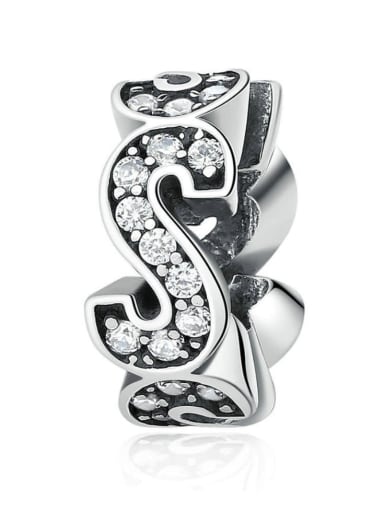 925 silver letter charm