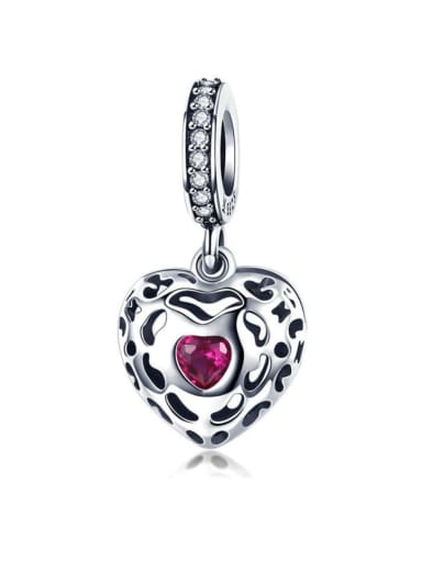 925 silver cute heart charm