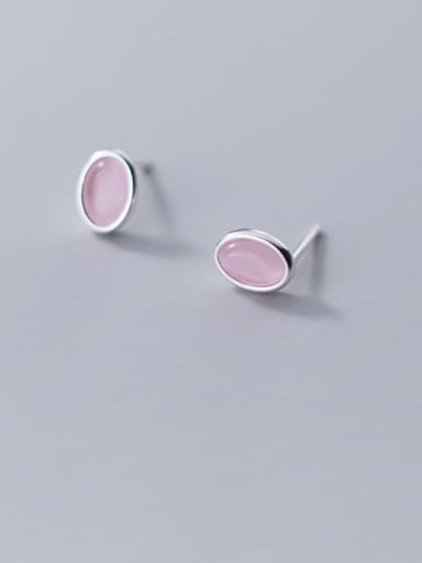 925 Sterling Silver With Lucite Round Stud Earrings