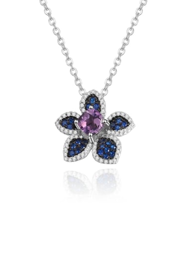 925 Sterling Silver With White Gold Plated Delicate Flower Necklaces