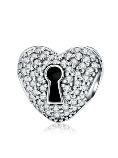 925 silver heart lock charm