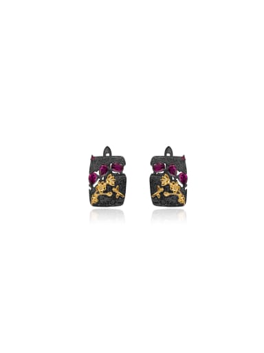 925 Sterling Silver With 18k Gold Plated Vintage Geometric Stud Earrings