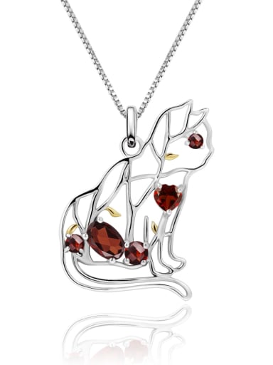 925 Sterling Silver With White Gold Plated Delicate Cat Necklaces