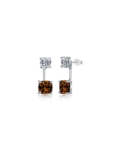 925 Sterling Silver With White Gold Plated Vintage Geometric Stud Earrings