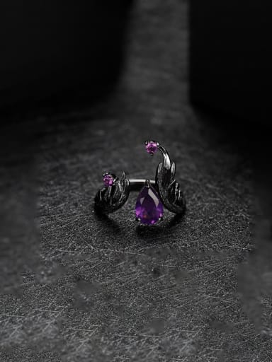 925 Sterling Silver With Black Gun Plated Vintage Water Drop Statement Rings