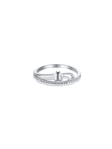 925 Sterling Silver With White Gold Plated Delicate Flower Band Rings