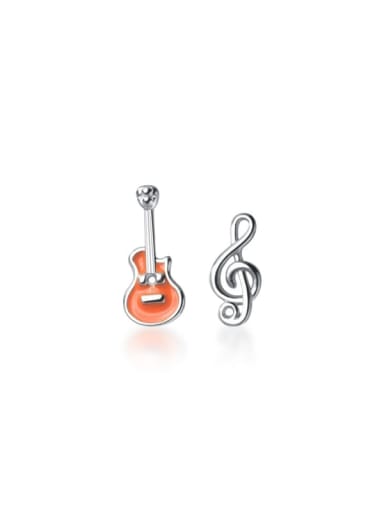 925 Sterling Silver With 18k Gold Plated Delicate Guitar Stud Earrings