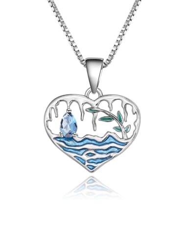 925 Sterling Silver With White Gold Plated Delicate Heart Necklaces