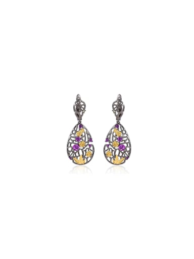 925 Sterling Silver With 18k Gold Plated Delicate Flower Drop Earrings