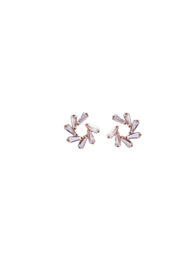 925 Sterling Silver With Rose Gold Plated Delicate Flower Stud Earrings