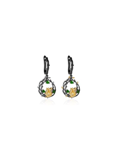 925 Sterling Silver With 18k Gold Plated Vintage Animal Drop Earrings