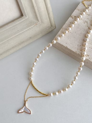 925 Sterling Silver With 18k Gold Plated Delicate Shell Tail Necklaces