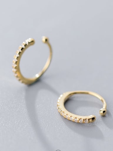 925 Sterling Silver With 18k Gold Plated Delicate Round Clip On Earrings