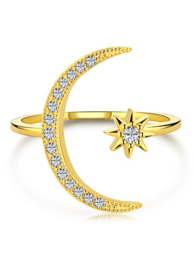 925 Sterling Silver With 18k Gold Plated Delicate Moon Band Rings