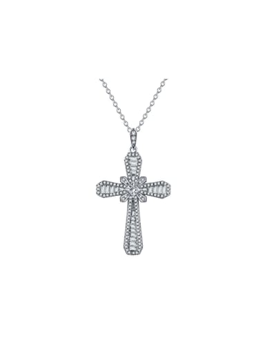 925 Sterling Silver With White Gold Plated Delicate Cross Necklaces