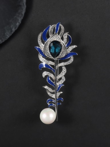 925 Sterling Silver With White Gold Plated Luxury Feather Brooches