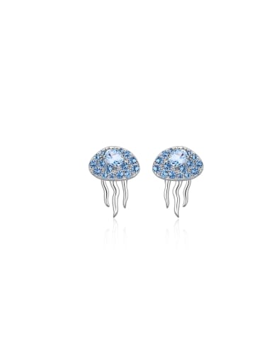 925 Sterling Silver With White Gold Plated Delicate jellyfish Stud Earrings