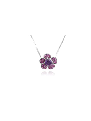 925 Sterling Silver With White Gold Plated Delicate Flower Necklaces