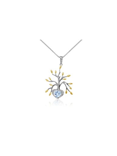 925 Sterling Silver With White Gold Plated Personalized The tree of life Necklaces