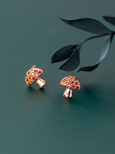 925 Sterling Silver With 18k Gold Plated Cute Mushroom Stud Earrings