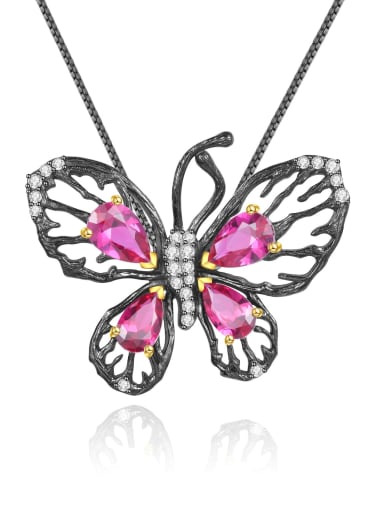 925 Sterling Silver With Black Gun Plated Vintage Butterfly Necklaces