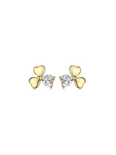 925 Sterling Silver With 18k Gold Plated Delicate Flower Stud Earrings