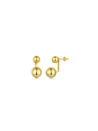 925 Sterling Silver With 18k Gold Plated Simplistic Ball Stud Earrings