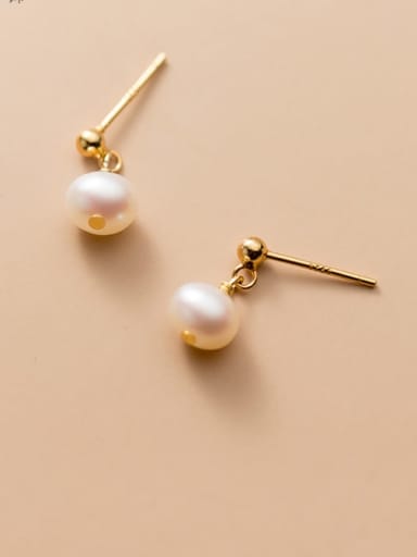 925 Sterling Silver With 18k Gold Plated Delicate Ball Stud Earrings