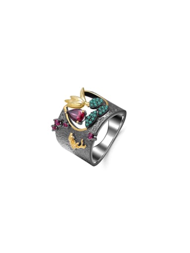 925 Sterling Silver With 18k Gold Plated Personalized Flower Statement Rings