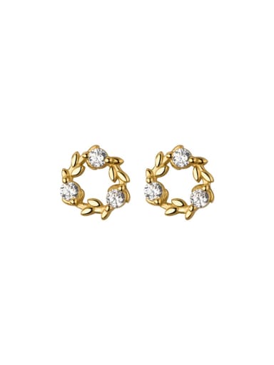 925 Sterling Silver With 18k Gold Plated Delicate Round Stud Earrings