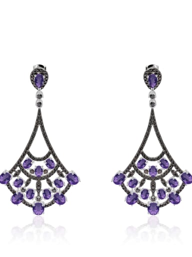 925 Sterling Silver With Gemstone Drop Earrings