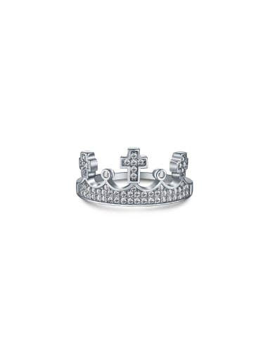 925 Sterling Silver With White Gold Plated Delicate Crown Engagement Rings