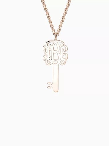 Customize Key Monogram Necklace Silver