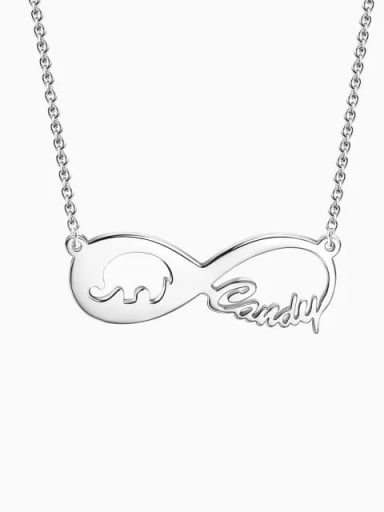 Lucky Elephant Infinity Name Necklace Silver