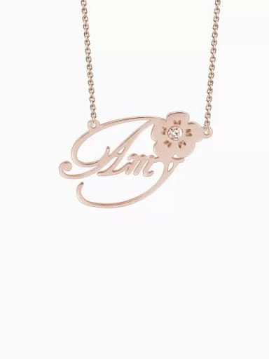 Customize Silver Personalized Crystal Name Necklace With Flower