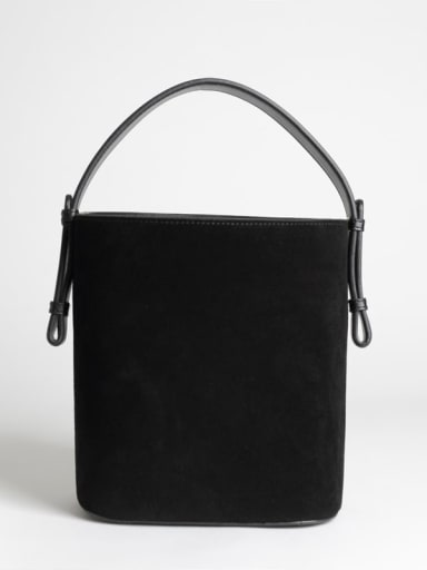 Matte/leather A/B face bucket bag