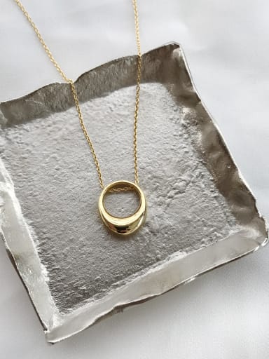 Sterling silver minimalist texture gold oval necklace