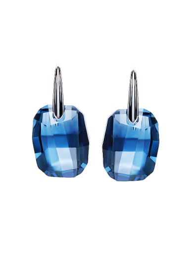 Simple Blue Swarovski Crystal-accented 925 Silver Stud Earrings