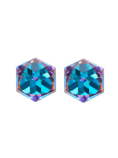 Tiny Cube Swarovski Crystal 925 Silver Stud Earrings