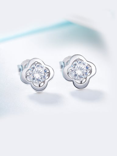 S925 Silver Clover Shaped stud Earring