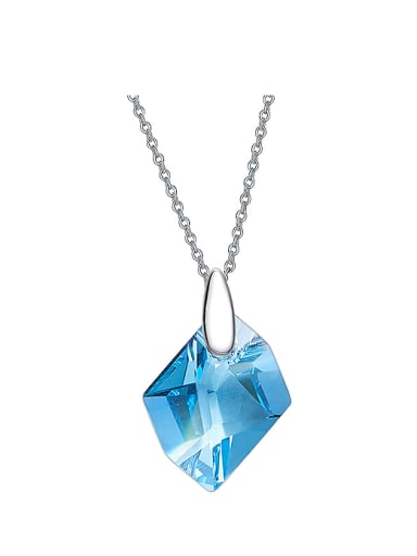 Simple Irregular Swarovski Crystal Pendant 925 Silver Necklace