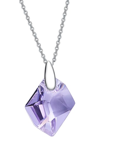 Simple Irregular Swarovski Crystal Pendant 925 Silver Necklace