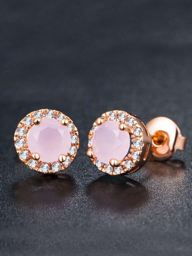 Round Pink Zircon Cluster earring